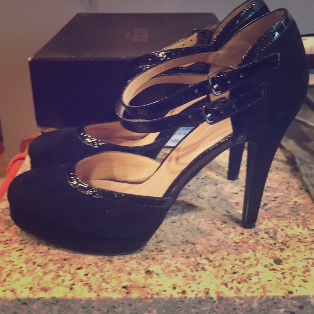 Victor Alfaro platform heels.  Suede and patent.
